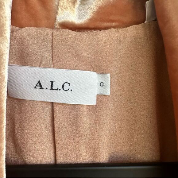 ALC Velvet Blazer Women Size 0 Peach Flowy Drape Shawl Collar Silk - Picture 4 of 9